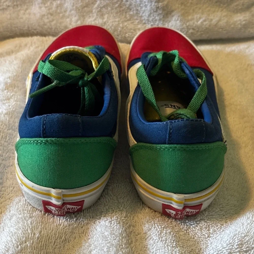 Vans Old Skool Primary Block Multi Color Red Blue Green Yellow Kids Sneakers